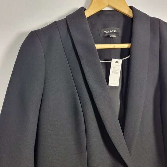 NWT Talbots Women's Professional Career One Button Black Blazer Size 2 - Picture 2 of 14